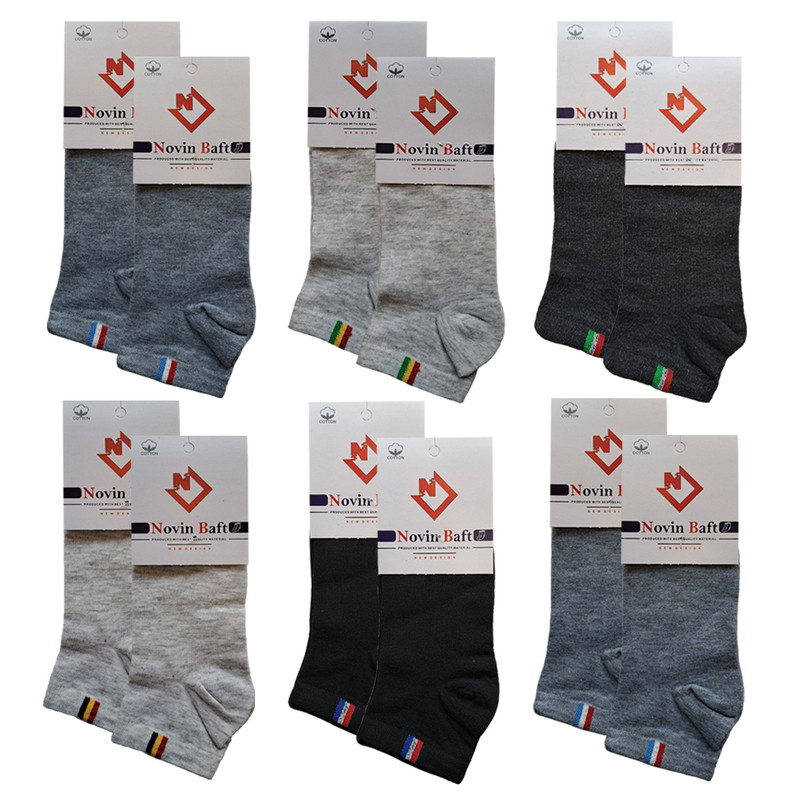جوراب ساق کوتاه مردانه نوین بافت طرح پرچم کد LK36 بسته 12 عددی