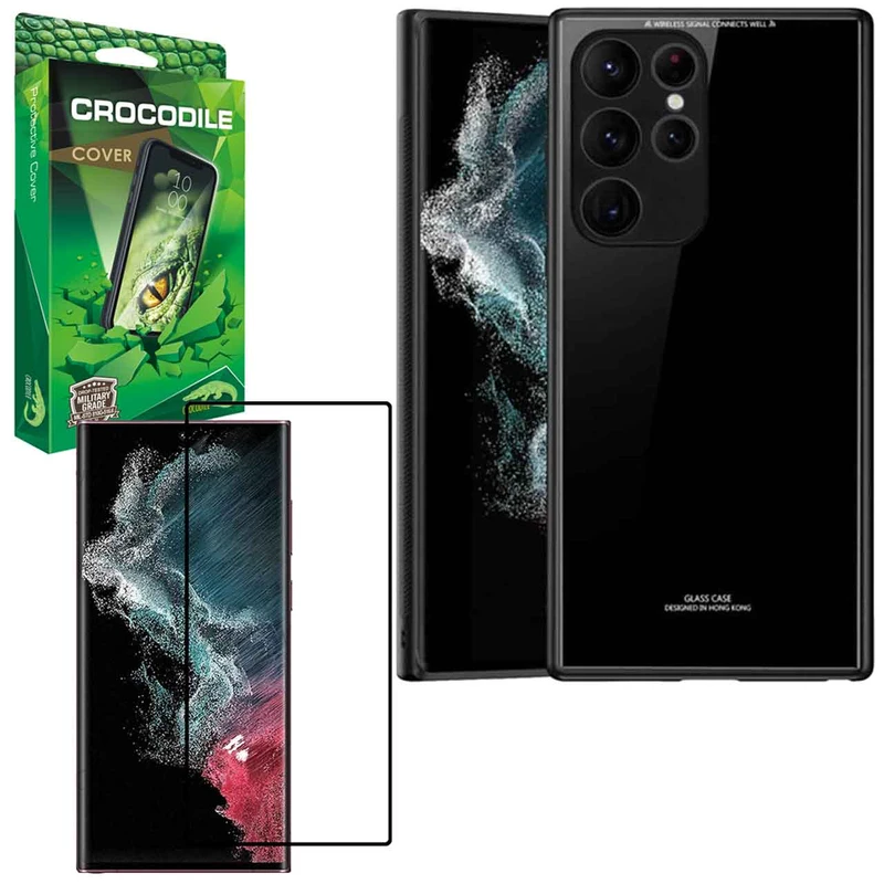 کاور کروکودیل مدل PG-CO-2BND مناسب برای گوشی موبایل سامسونگ Galaxy S22 Ultra به همراه محافظ صفحه نمایش