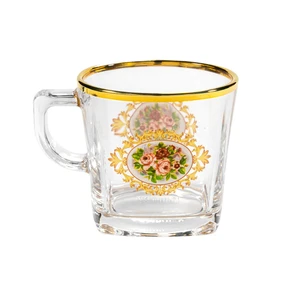 فنجان بلینک مکس مدل کار لب طلایی گل سرخ کد 89 بسته 6 عددی