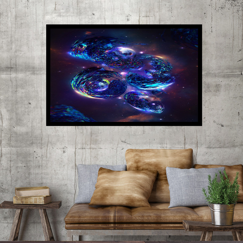 تابلو نوری بکلیت طرح آسمان رنگارنگ و ماه مدل B-MO1751