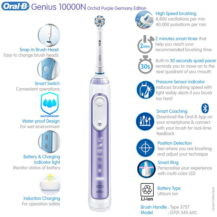 مسواک برقی اورال-بی مدل GENIUS 10000N ORCHID