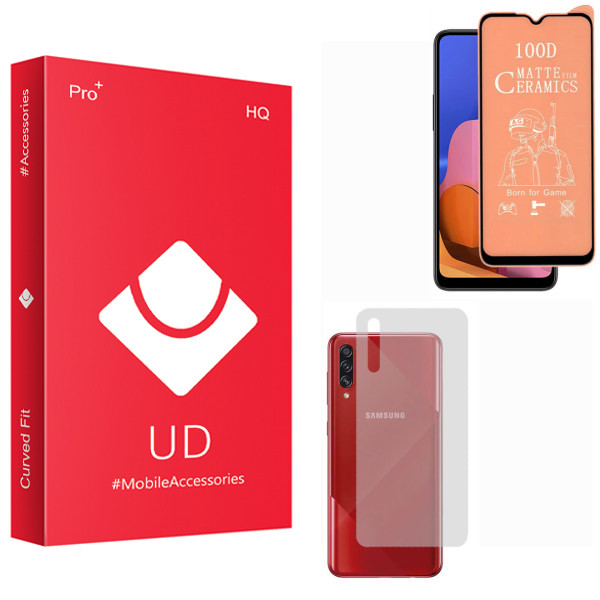 محافظ صفحه نمایش سرامیکی مات یو دی مدل HQ مناسب برای گوشی موبایل سامسونگ Galaxy A70s به همراه محافظ پشت گوشی