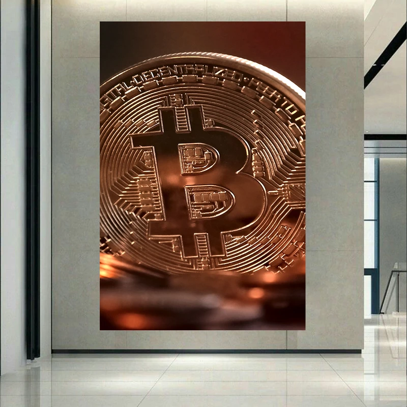 تابلو بوم مخمل طرح ارز دیجیتال مدل بیت کوین کد PD130190