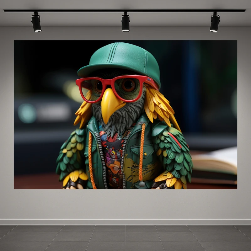 تابلو بوم طرح مخمل پرنده مدل خوشتیپ کد AR3058701