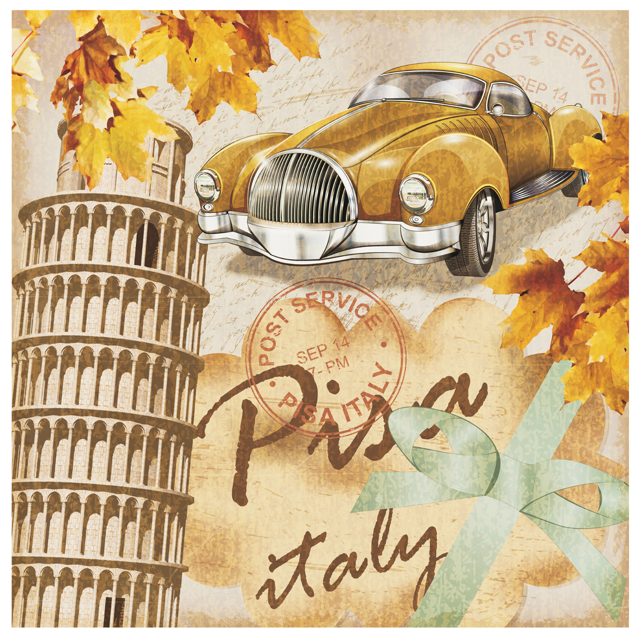 تابلو شاسی طرح کارت پستال مدل ایتالیا کد 604