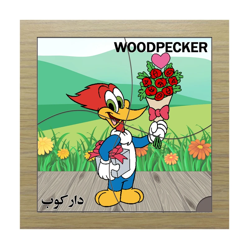 پازل 4 تکه مدل P4-145 طرح پرنده دارکوب مناسب برای کودکان