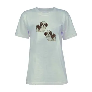 تی شرت آستین کوتاه زنانه مدل سگ کد L135 رنگ طوسی