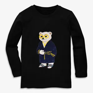 تی شرت آستین بلند پسرانه مدل نخ پنبه ای خرسی تدی کد BZ001 teddy