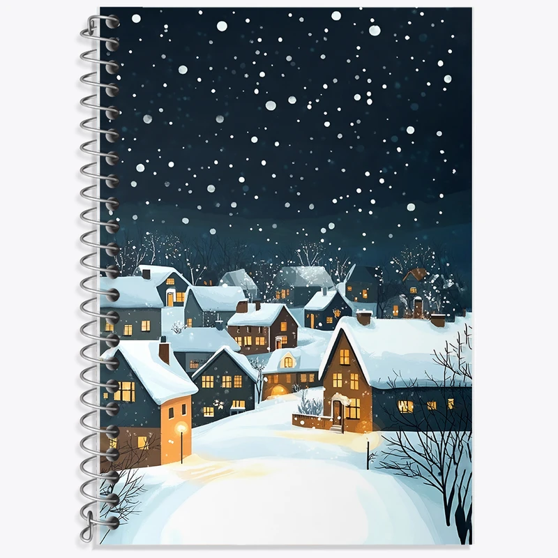 دفتر زبان 50 برگ خندالو مدل دو خط طرح شهر برفی کد F8283