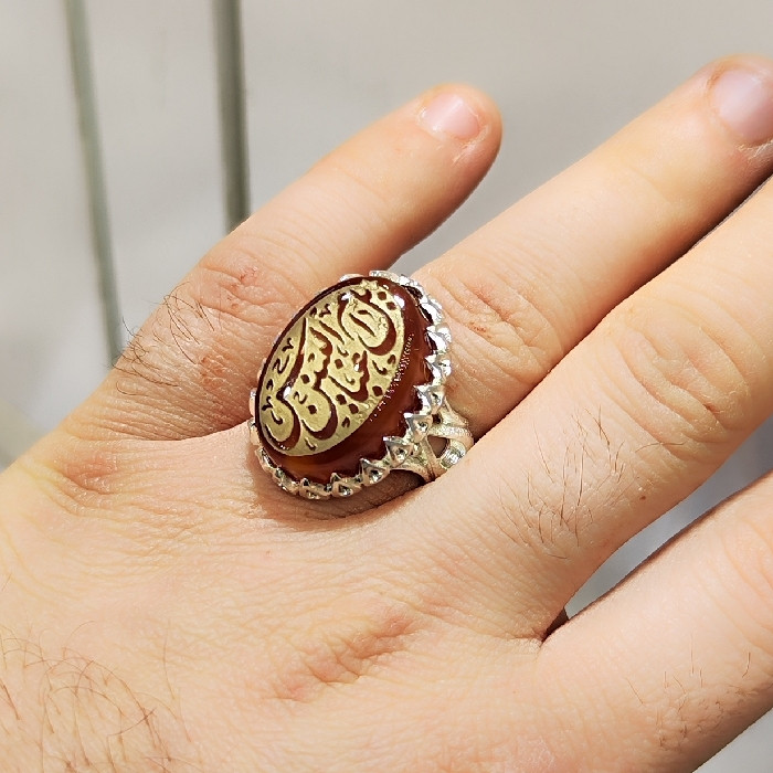 انگشتر مردانه مدل سنگ عقیق خطی کد ۹۳۰۰