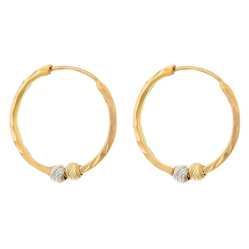 گوشواره حلقه‌ای طلا کم اجرت  18 عیار زنانه نگین مدل Gh4