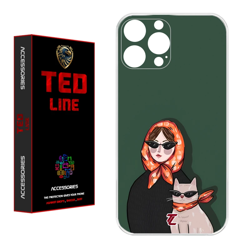 کاور تدلاین طرح دختر و گربه کد 1143 مناسب برای گوشی موبایل اپل Iphone 12 Pro