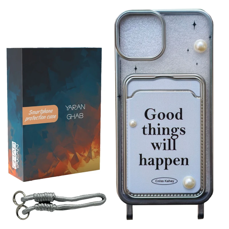 کاور قاب یاران مدل مرواریدی مناسب برای گوشی موبایل اپل iPhone 13pro به همراه بند