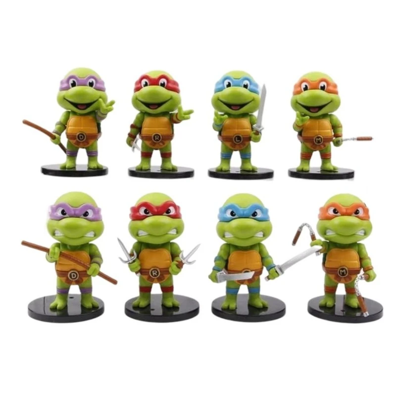 فیگور مدل لاکپشت های نینجا طرح رافائل و لئوناردو مجموعه 8 عددی