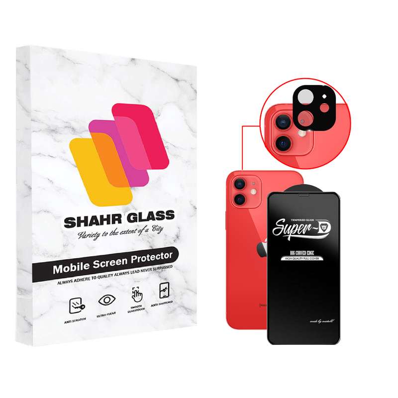 محافظ لنز دوربین شهر گلس مدل 2SFA مناسب برای گوشی موبایل اپل iPhone 12 به همراه محافظ صفحه نمایش