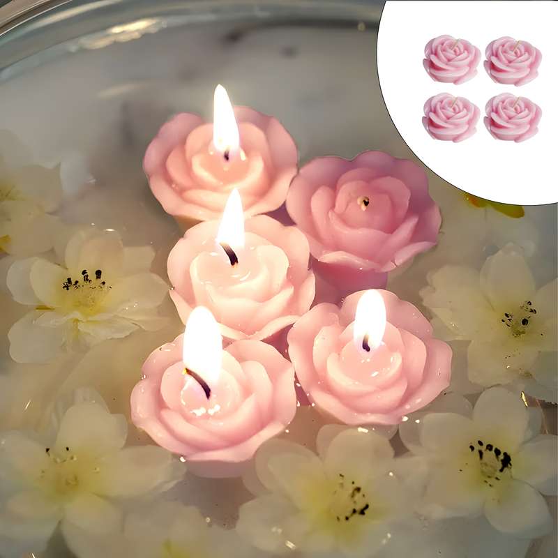 شمع طرح گل رز شناور کد SAV-078 بسته 4 عددی شمع طرح گل رز شناور کد SAV-078 بسته 4 عددی