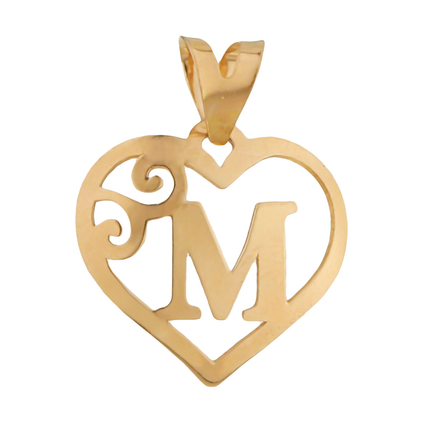 آویز گردنبند طلا 18 عیار زنانه مایا ماهک مدل MM1474 حرف لاتین M و قلب -  - 1