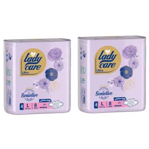 نوار بهداشتی بالدار نازک روز لیدی کر مدل مخملی سایز بزرگ 2 بسته 8 عددی