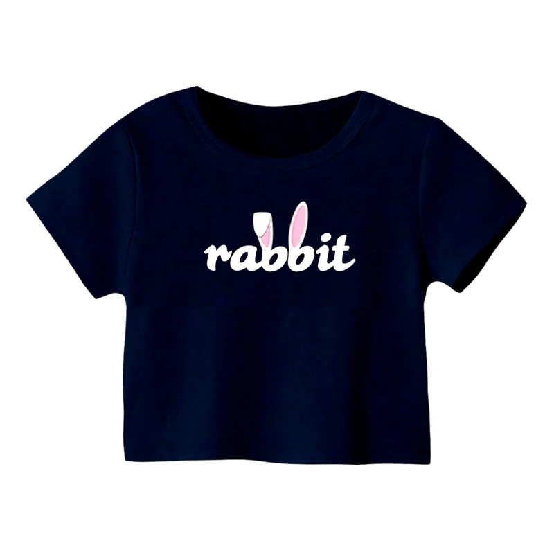 کراپ‌ تی‌شرت آستین کوتاه زنانه مدل خرگوش‌ کد 13