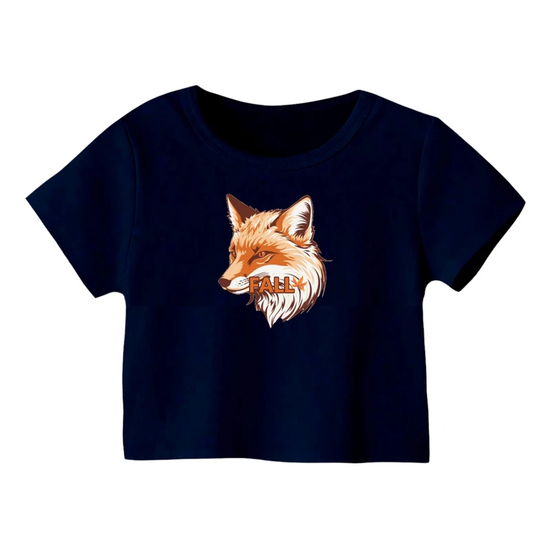 کراپ‌ تی‌شرت آستین کوتاه زنانه مدل روباه کد 3