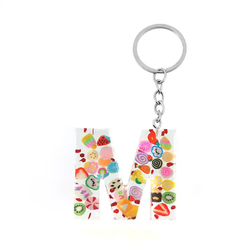 جاکلیدی مدل رزینی طرح فیمو رنگارنگ حرف M