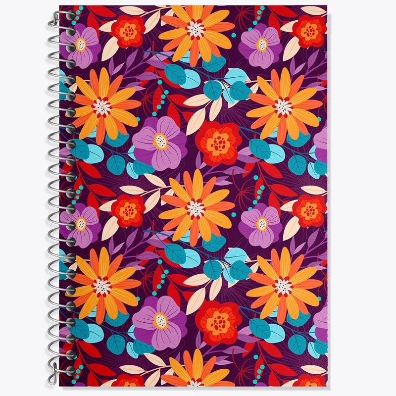 دفتر زبان 50 برگ خندالو مدل دو خط طرح گل گلی کد 29028