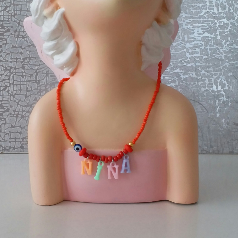گردنبند دخترانه مدل تابستانی اسم نینا G107