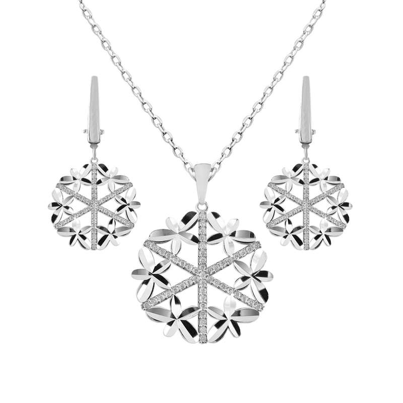 نیم ست نقره طرح گل مدل FL 167