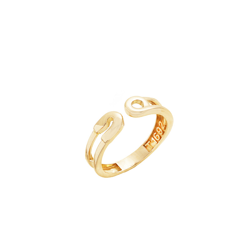 انگشتر طلا 18 عیار زنانه الی گالری مدل سنجاق قفلی برجسته سایز 57