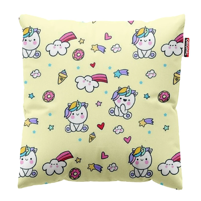 کوسن پاد آفرین طرح کارتونی بچگانه اسب تک شاخ کد 5100 سایز 30*30 سانتی متر 