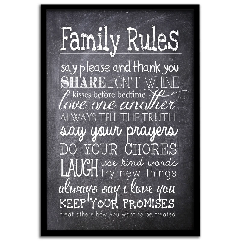 تابلو نوری بکلیت طرح FAMILY RULES مدل لایت باکس B119
