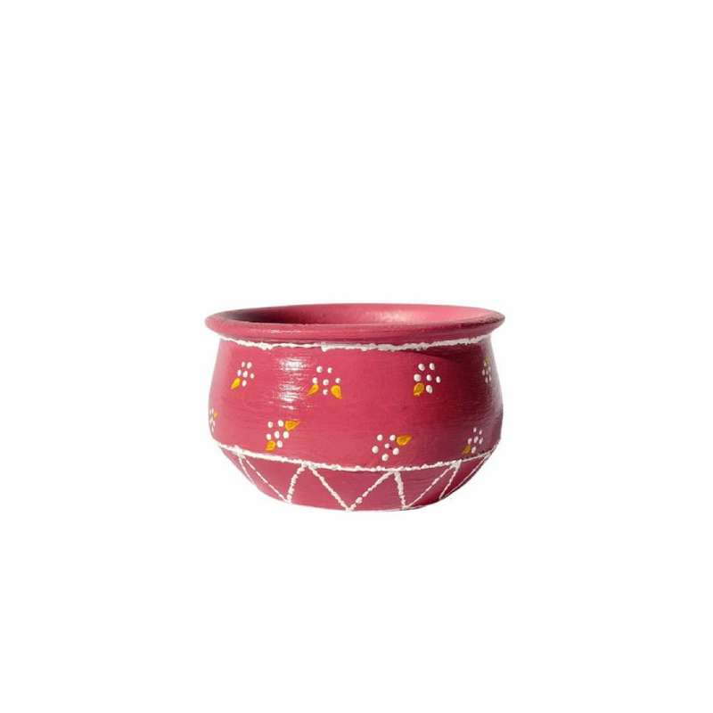 گلدان سفالی طرح گلدار کد 015