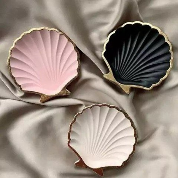 ست 6 تکه هفت سین سفالی مدل صدف تخت لبه