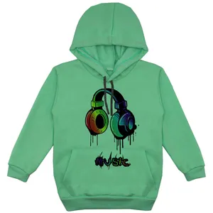 هودی پسرانه مدل هدفون F01 رنگ سبز