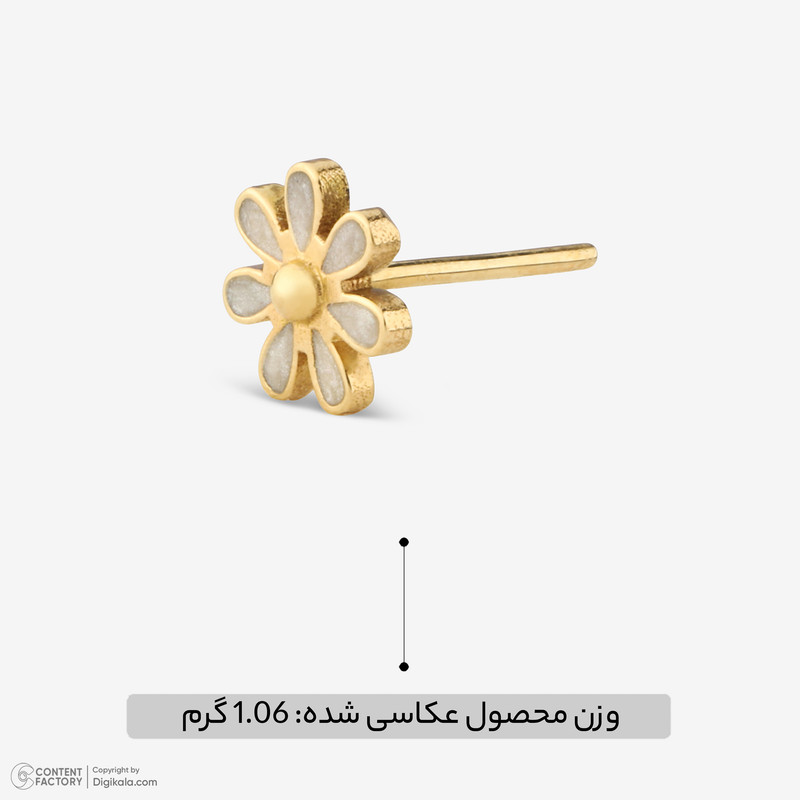 گوشواره میخی طلا 18 عیار زنانه گلدم مدل E125034 - 6