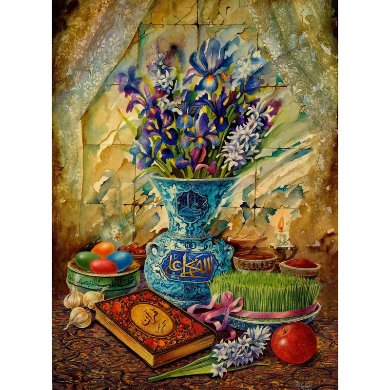 مگنت طرح سبزه و سفره هفت سین عید نوروز مدل T1559 
