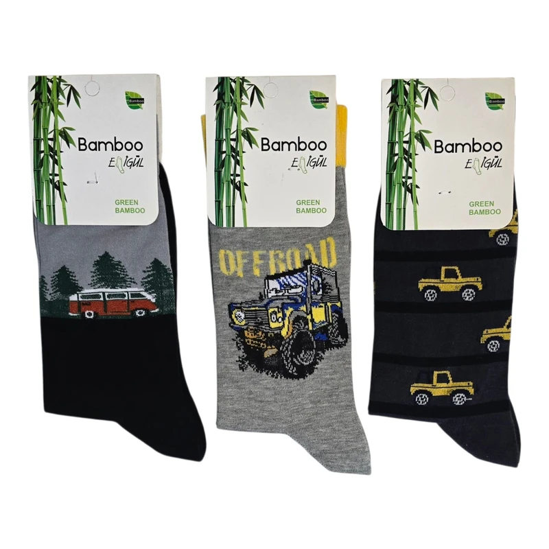 جوراب ساق بلند مردانه بامبو مدل BMBS01 مجموعه 3 عددی