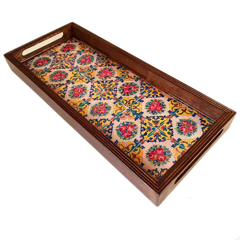 سینی دسته دار مدل اسلیمی کد 07 سایز 37×17 سانتی متر