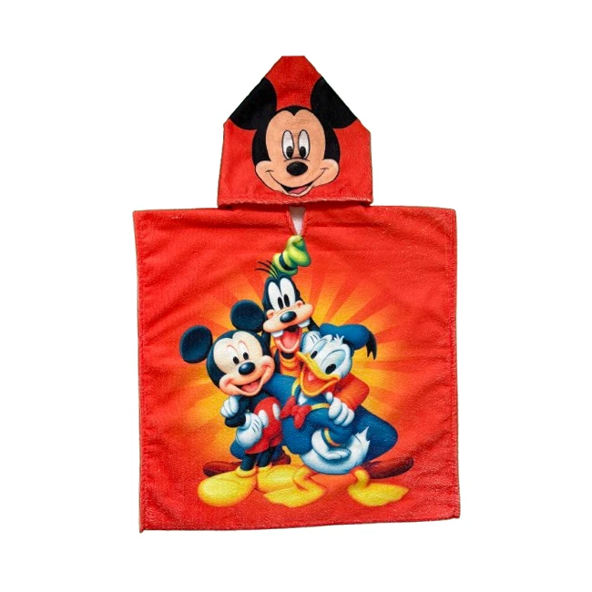 حوله پالتویی کودک مدل پانچو طرح میکی ماوس سایز 57*57 سانتی متر