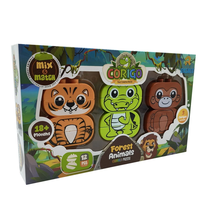 ساختنی 12 تکه رساکو مدل حیوانات جنگل کریگو کد 002