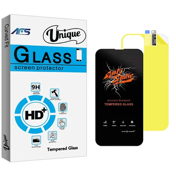 محافظ صفحه نمایش ای اف اس مدل Unique Antistatic مناسب برای گوشی موبایل اپل iPhone 14  به همراه محافظ پشت گوشی