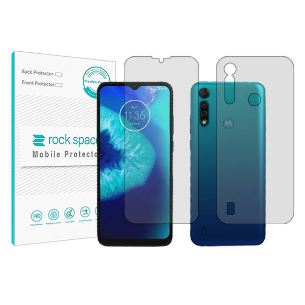 محافظ صفحه نمایش شفاف راک اسپیس مدل HyGEL مناسب برای گوشی موبایل موتورولا G8 Power Lite به همراه محافظ پشت گوشی