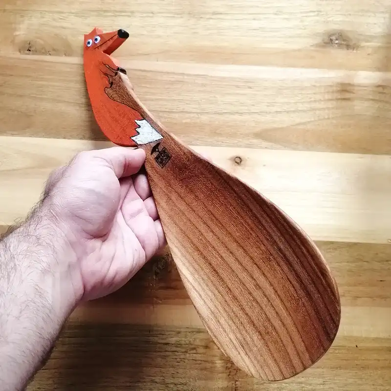 قاشق چوبی وودلندزون مدل دیوارکوب طرح روباه