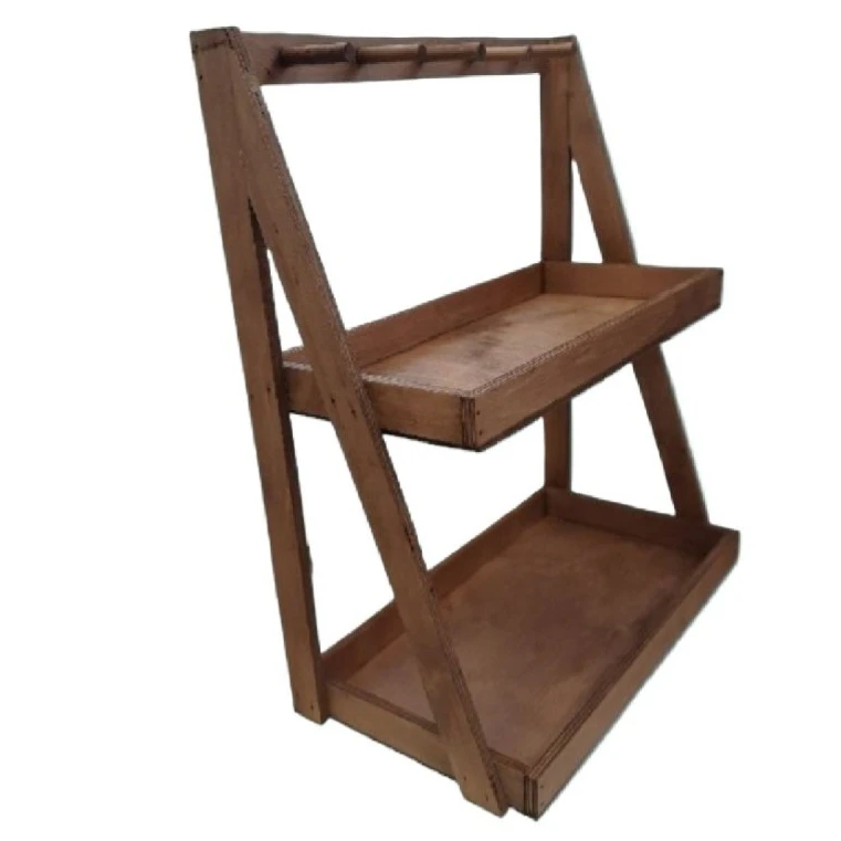 استند لیوان مدل دو طبقه چوبی آویزدار