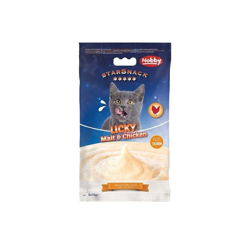 بستنی گربه نوبی مدل Licky malt & chicken وزن 75 گرم بسته پنج عددی 