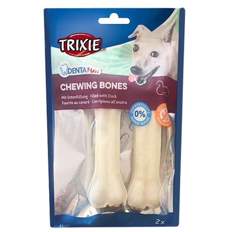تشویقی سگ تریکسی مدل chewing bones filled with duck وزن 120 گرم
