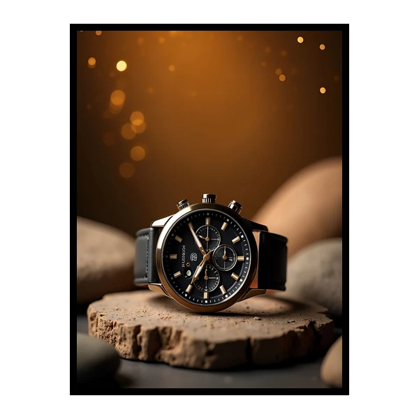 تابلو نوری بکلیت طرح دکوراتیو لوکس مدرن ساعت مچی مدل B-bu7177 فریم مشکی