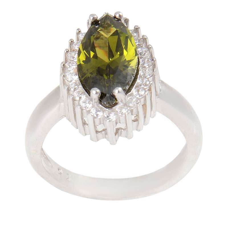 انگشتر نقره زنانه بازرگانی میلادی مدل سنگ زبرجد کد AWR_740