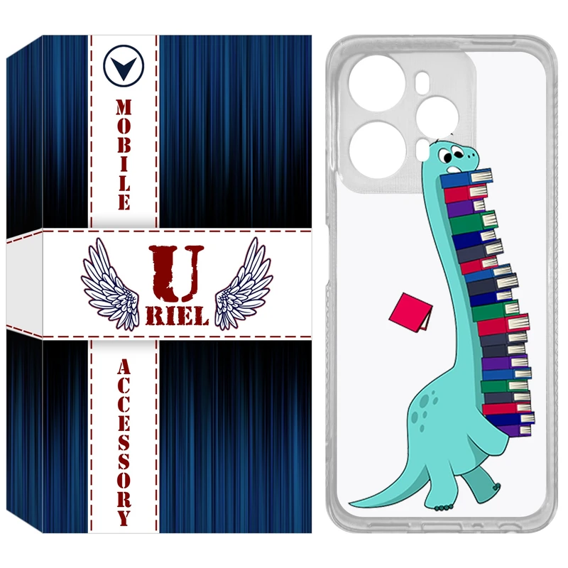 کاور یوریل مدل Clear کد 17 طرح دایناسور کتابخوان مناسب برای گوشی موبایل وکال V1 / V1 Plus