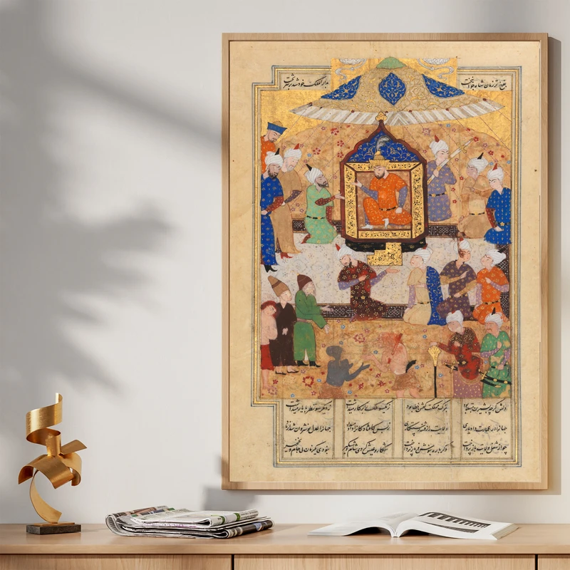 تابلو طرح خسرو و شیرین مدل G00496 فریم کرم روشن